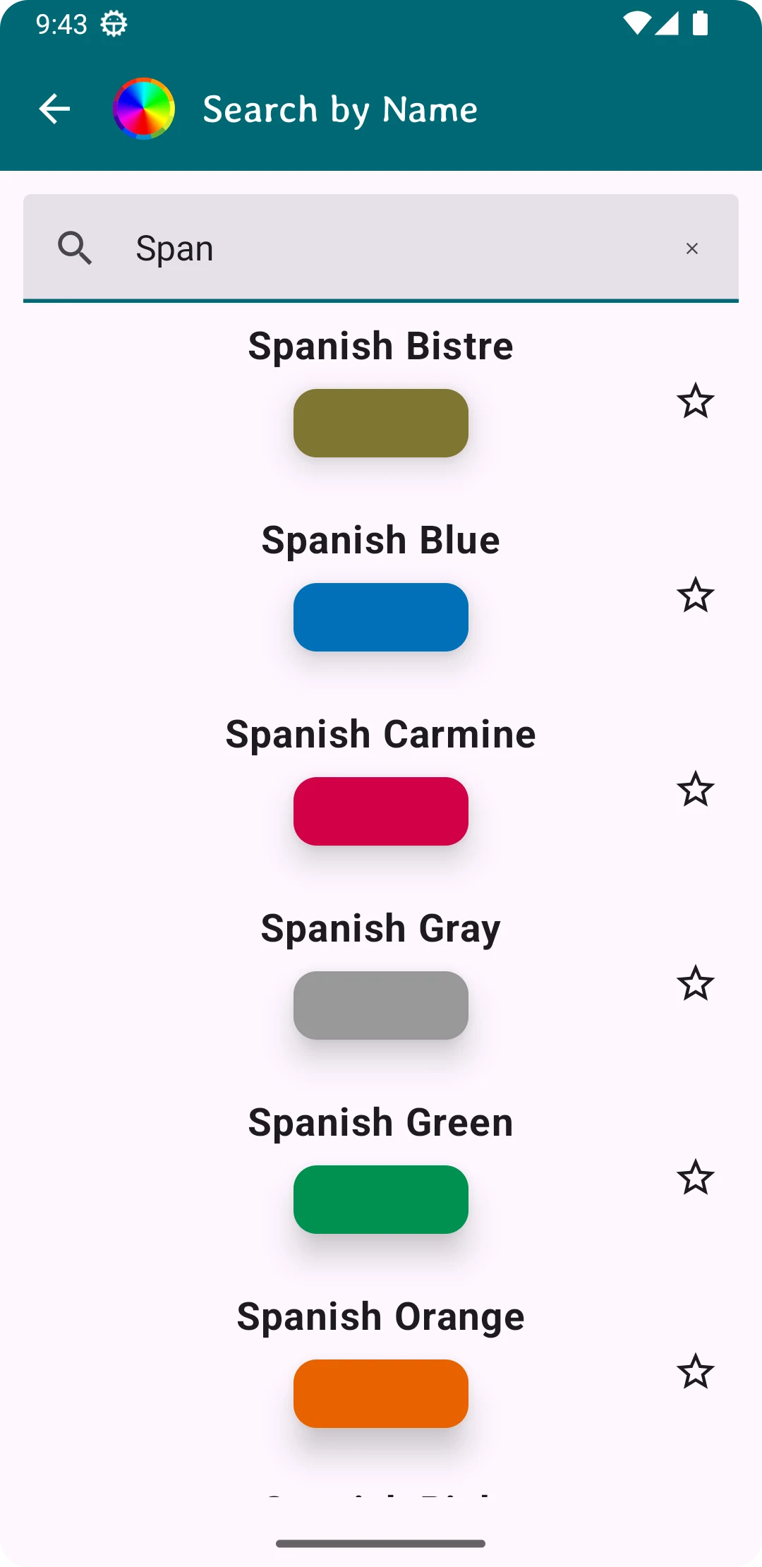 Color Chart screenshot